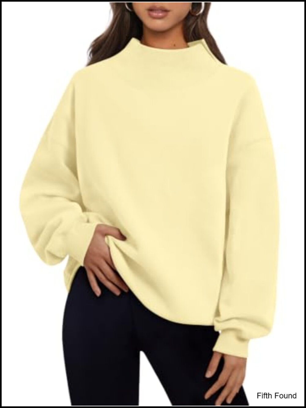 Womens Mock Neck Oversized Sweatshirt Fleece Lined Long Sleeve Pullover - Picture 1 of 5
